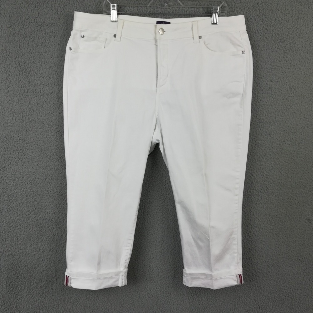 NYDJ Womens Jeans Crop White Denim High Rise Stretch Lift Tuck Plus 18W